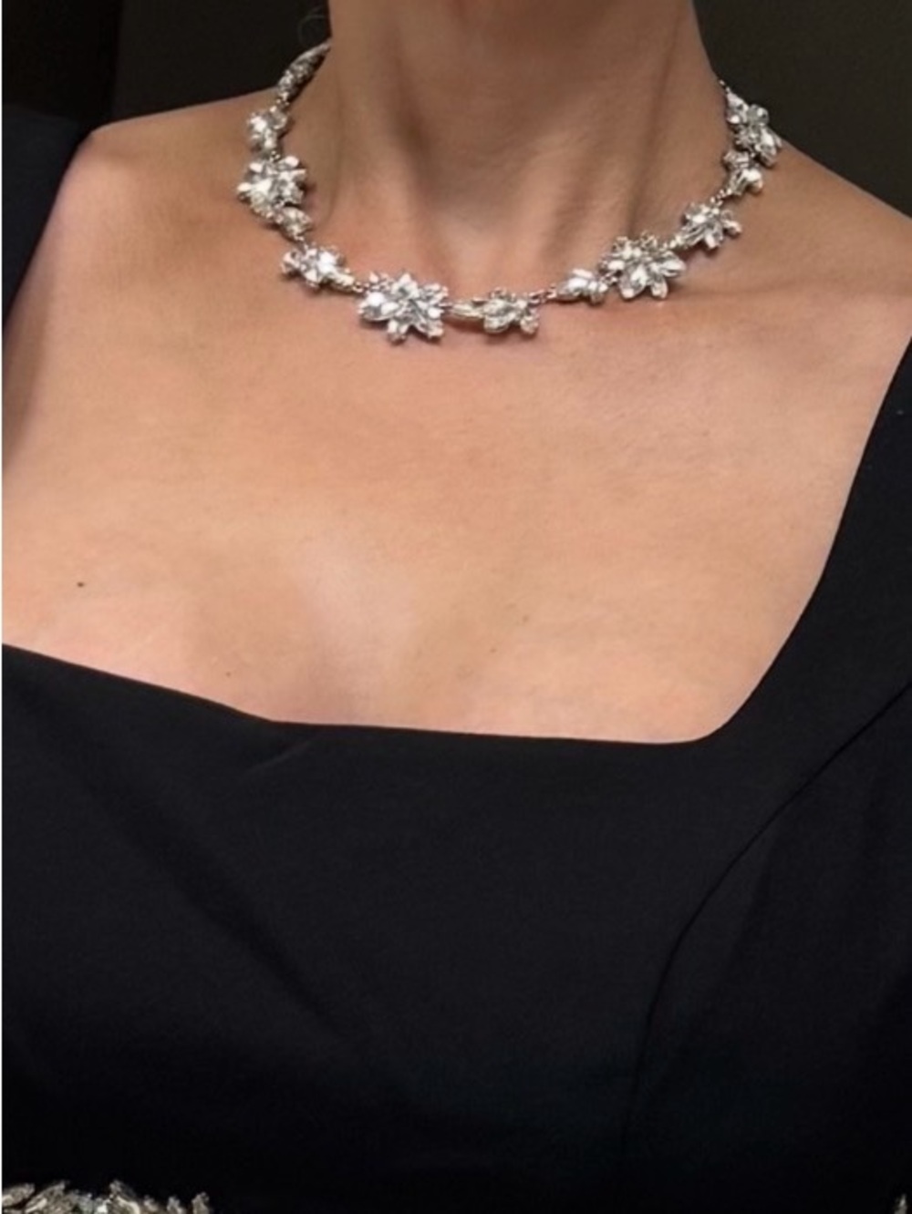 Swarovski Clear Crystal Floral Necklace
